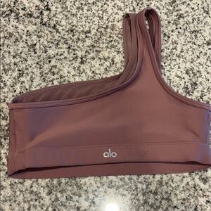 ALO Yoga Asymmetrical Sports Bra in Mauve